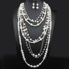 Elegant Multilayer Pearls Necklace and Earrings Set for Women Featuring Handmade Beading and Fashionable Designs