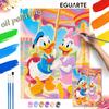 Donald Duck and Daisy Duck Merrygoround Oil Paint by Numbers Painting Kit Handmade Diy Home Decoration Gift