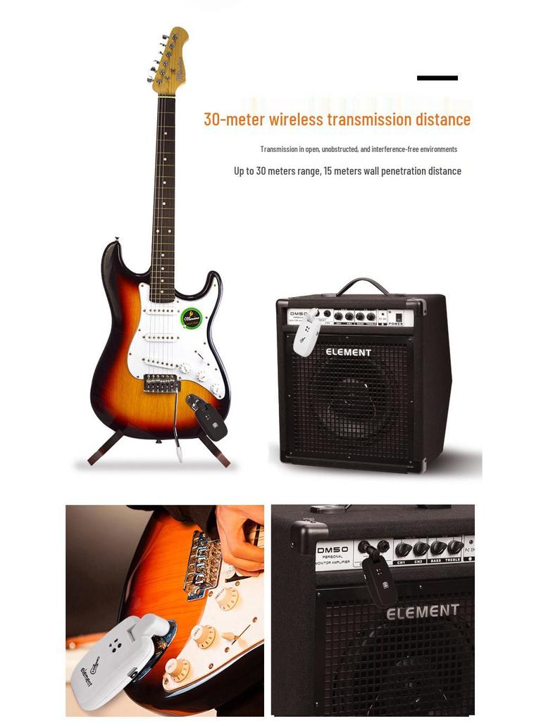 Wireless Electric Guitar Transmitter & Receiver Audio System