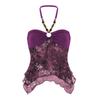 Fashion Backless Mesh Halter Camisole Sleeveless Irregular Beads Hanging Vest Women Sweet Streetwear Slim Crop Top Vacation