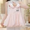 Girls Summer Sleeveless Dress Navy Collar Bubble Skirt Cute Rabbit Officer Theme Party Dress For Kids Toddler Baby Clothing