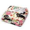 Cute Dog Flower Printed Blanket for Sofa Bed Travel Camping Living Room Office Conditioning Blanket for All Seasons Gifts