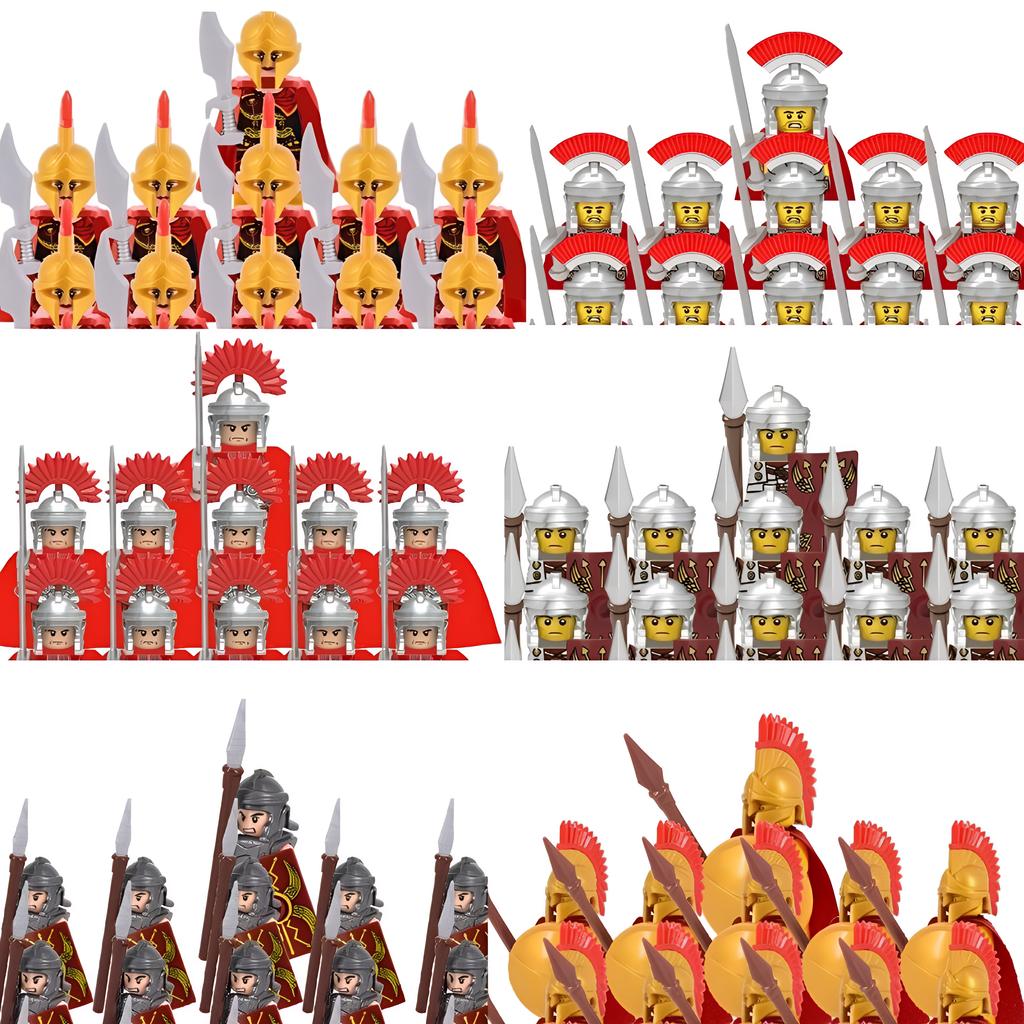Middle Ages Roman Empire Spartan Crusader Mini Medieval Soldier Figures Model Building Blocks Bricks Toys Gift For Children