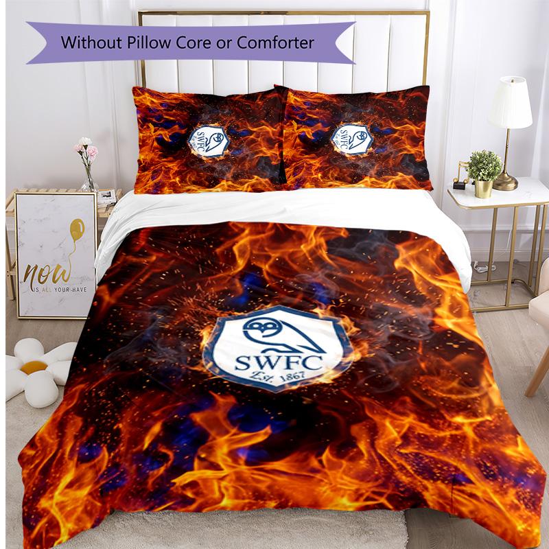 Sheffield Wednesday Football Printed 3 Pieces Bedding Set, Comfortable Skin Friendly Bedroom Duvet Cover Set