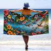 Toalla de Playa Grande de Secado Rápido con Estampado de Pájaros Florales, Poliéster Suave y Grueso para Yoga, Natación, Running