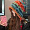 Barevná vlněná čepice Kawanishi pro ženy - Silná teplá pletenina s ochranou uší a střapci na podzim/zimu