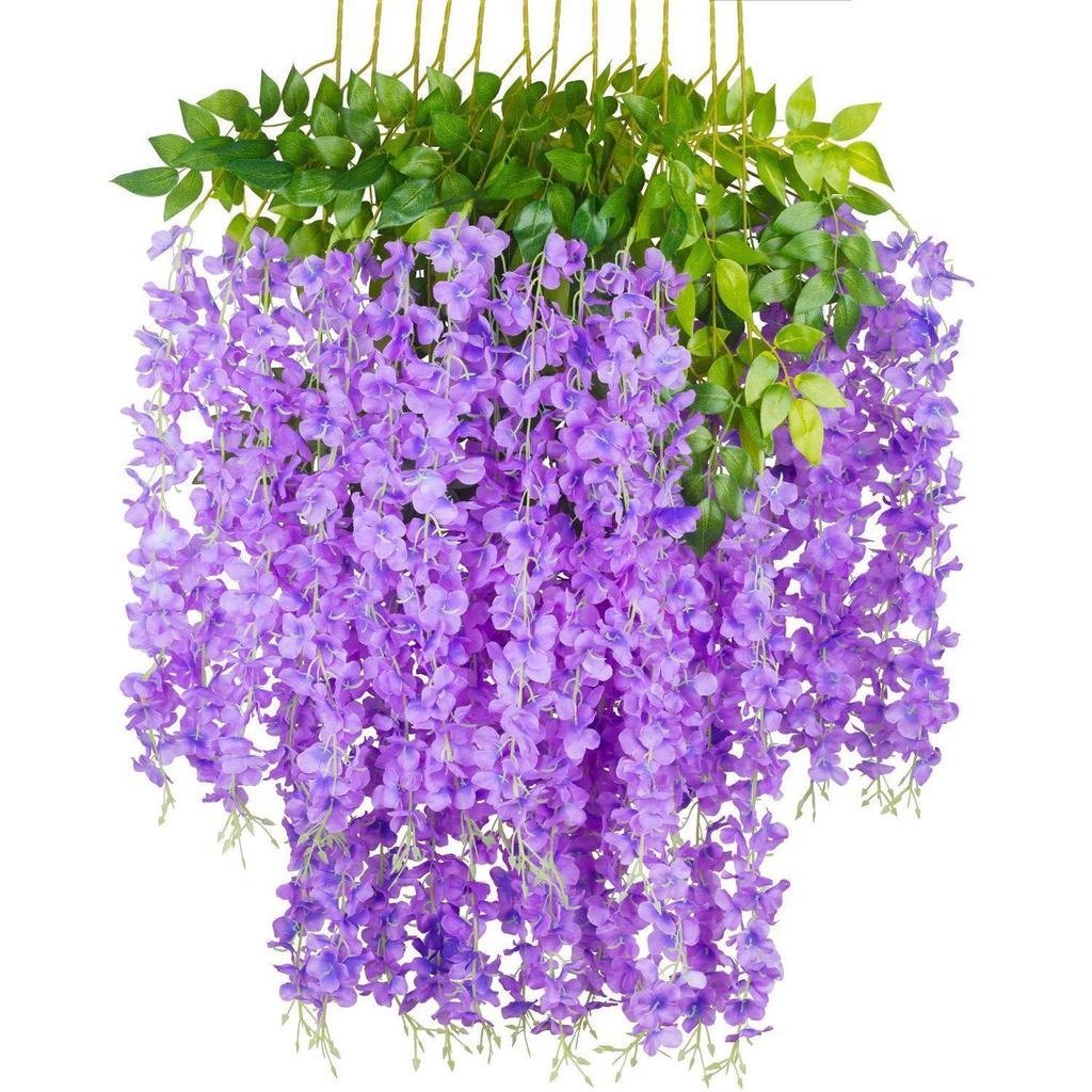 Artificial Wisteria Vine - Violet Hanging Flowers for Ceiling & Wedding Decoration