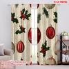 2pcs,2D Plane Printing Contemporary Curtains Christmas Ornaments Baubles Pine Polyester (without Rod) Festive Use for Kitchen