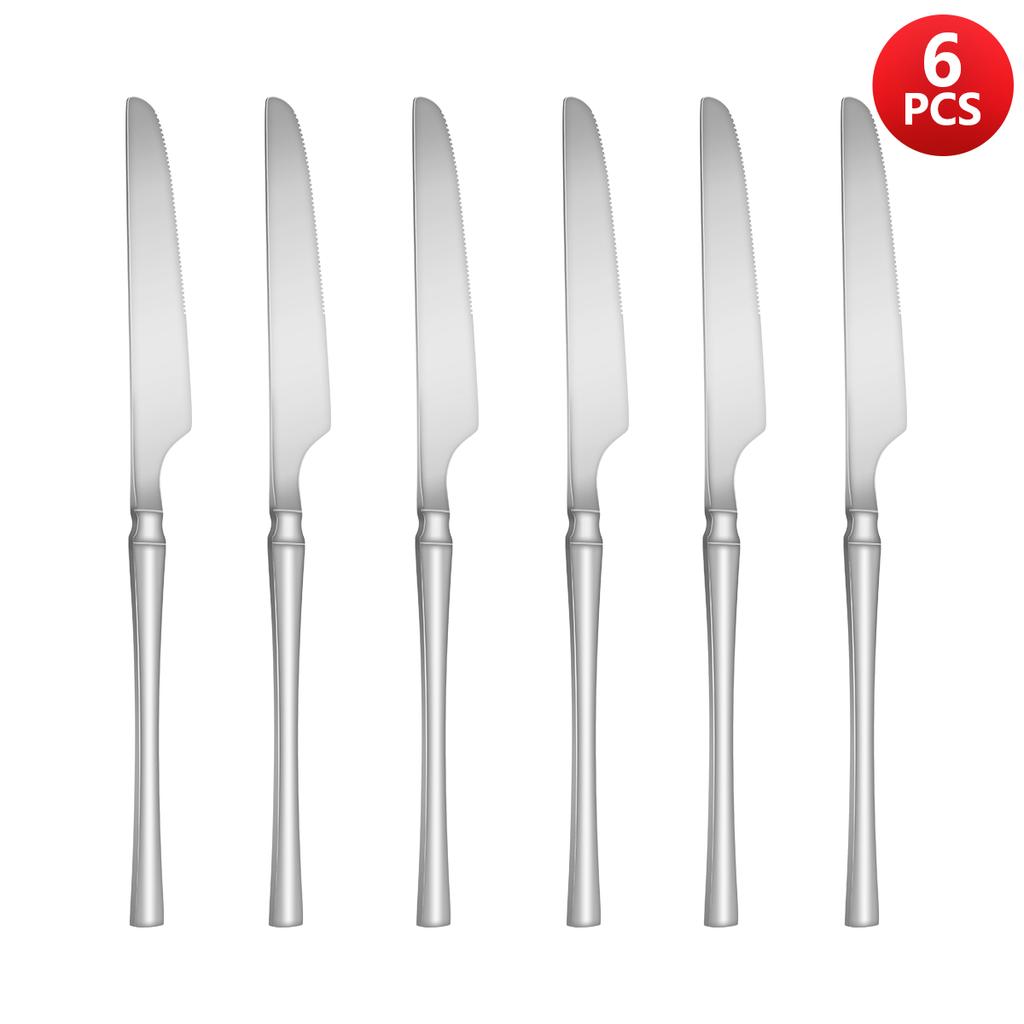 4/6/16/24pcs Stainless Steel Cutlery Small Waist Set Silver Luxury Cutlery Kitchen Items Include a Knife, Fork and Spoon