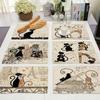 30*45cm Couple Black Cat Linen Placemat Coaster Pad Dining Table Mats Bowl Cup Kitchen Cotton Coffee Mat Home Decoration
