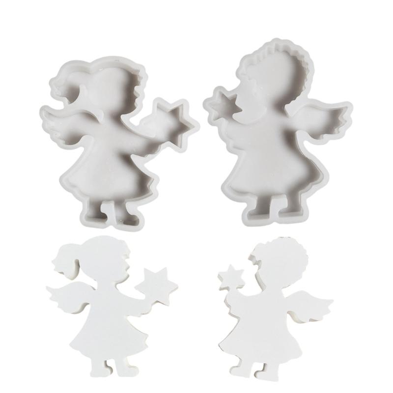 Desk Ornament Mould Flexible Silicone Mold for Boy and Girl Holding Star Tabletop Decoration Jewelry Making Supplies