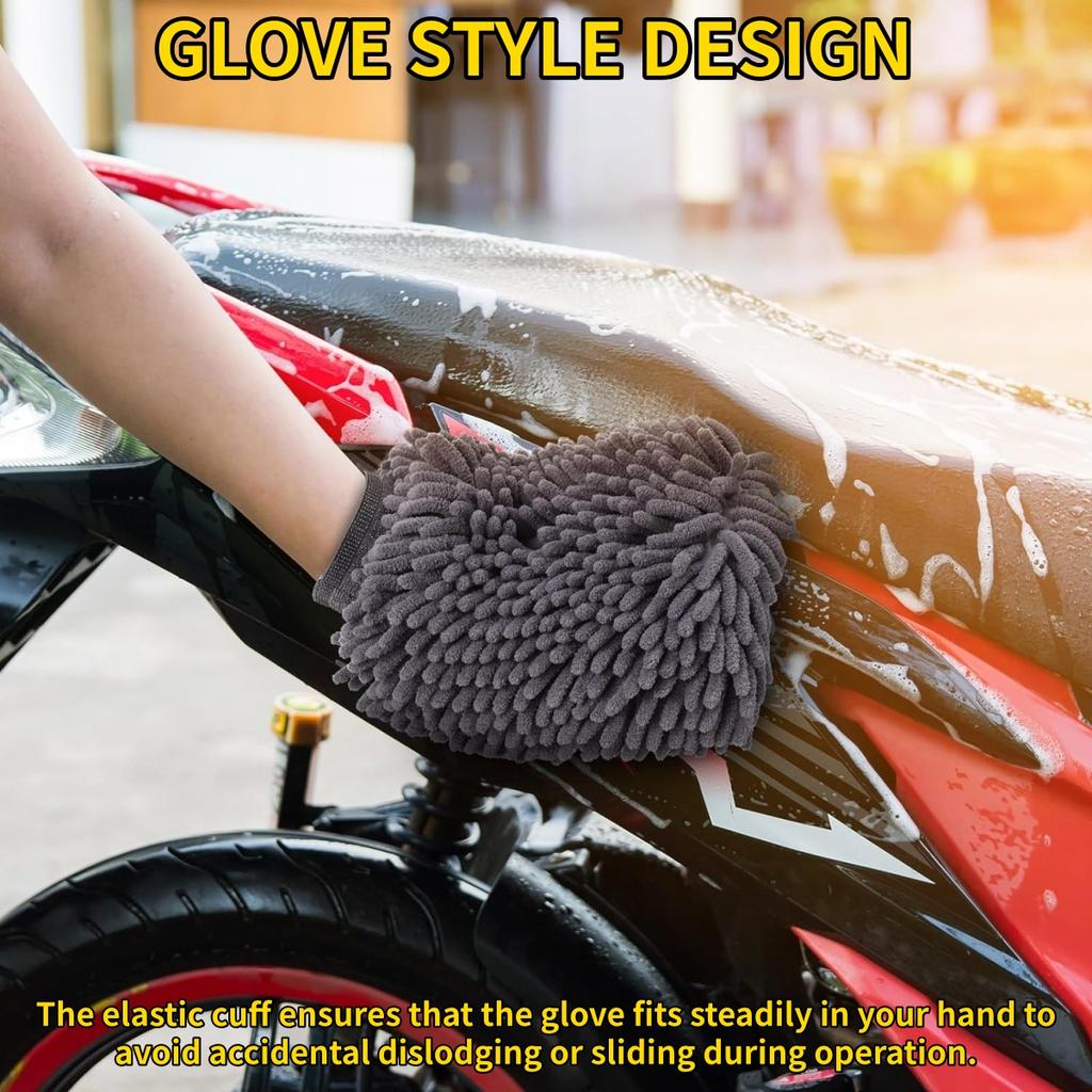 Double-sided Motorcycle Care Cleaning Gloves Cleaning Cloth Towel Microfiber Washable Car Washing Gloves Washing Accessories