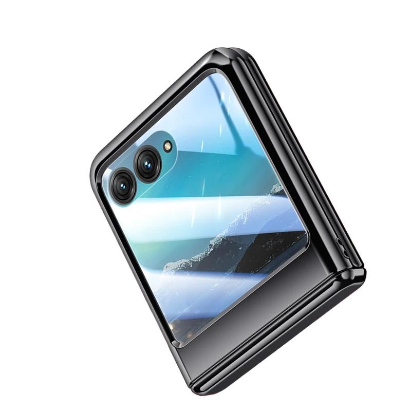 Transparente, galvanisierte, klappbare Scharnierspiegelfolie für Motorola Razr 40 Ultra-Hülle, All-Inclusive-Schutz, stoßfeste Hartabdeckung