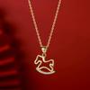 Year of the Horse Wooden Rocking Horse Necklace: Exquisite Autumn/Winter Adjustable Choker for Women