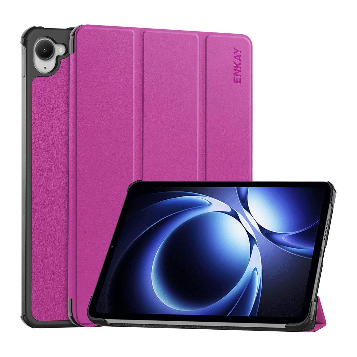 

Для Xiaomi Redmi K Pad Чехол-подставка с тройным сгибом из ПУ кожи+ПК Чехол для планшета Purple