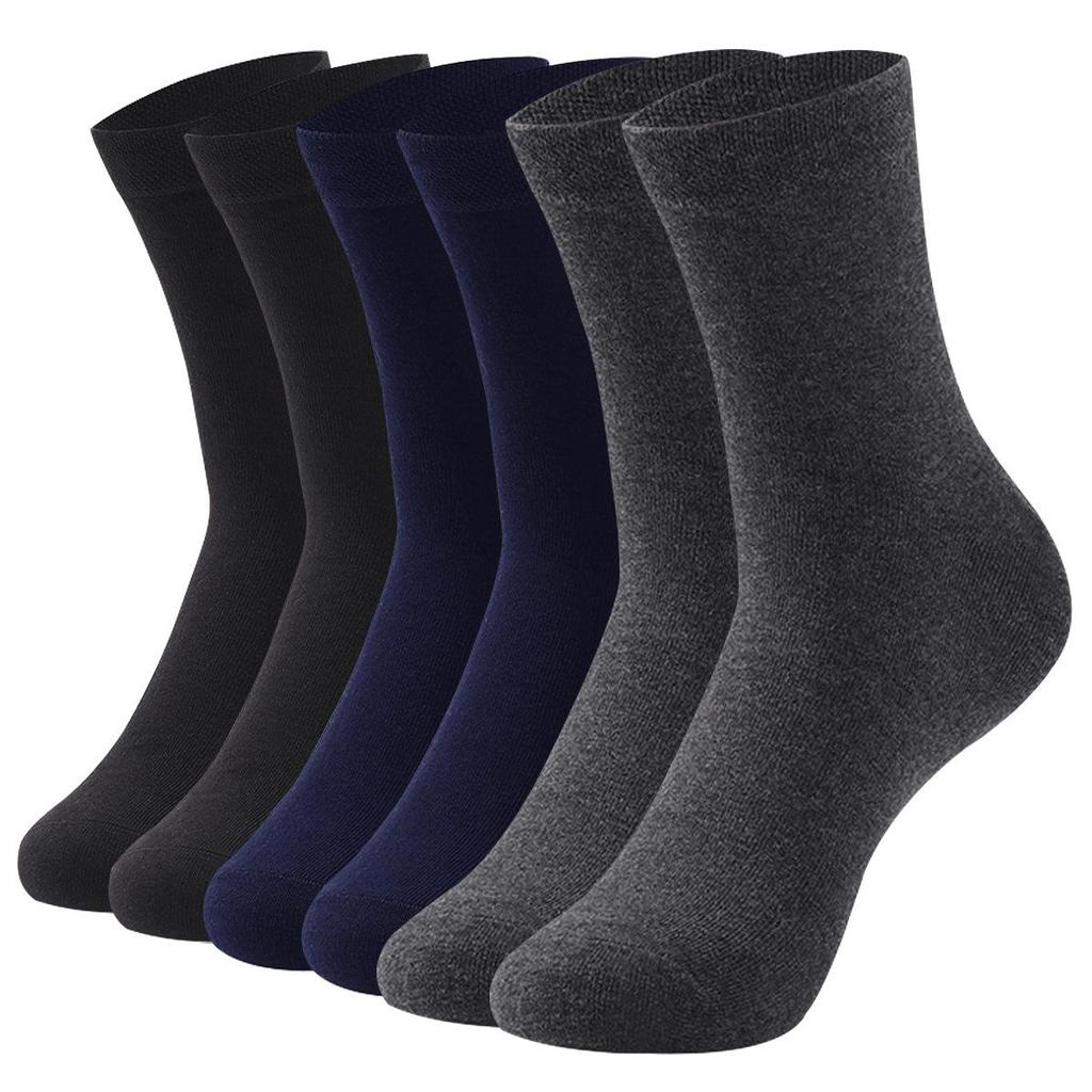 6 Pairs Men's Large Seamless Sweat-Absorbing Odor-Resistant Mid-Calf Socks for Autumn/Winter