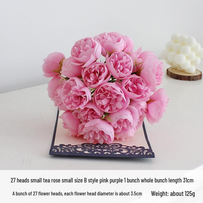 27 Boccioli di Camelia e Rosa Bouquet da Sposa - Fiori Artificiali in Seta per Matrimoni e Celebrazioni