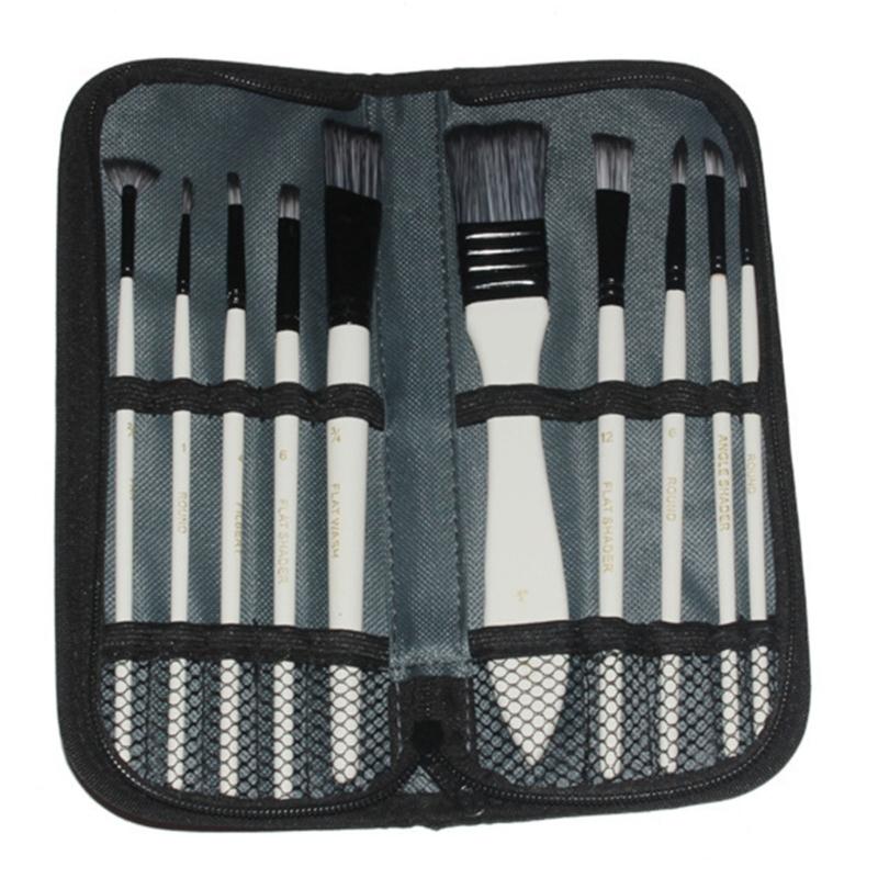 

10 шт. Художественные кисти Акварельные кисти с органайзером для акрила, масла, акварели, гуаши, для росписи тела белый