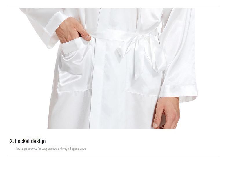 Men's Gold Lettering Wedding Morning Robe - Long, Large Size, Spring/Autumn Cardigan Nightgown