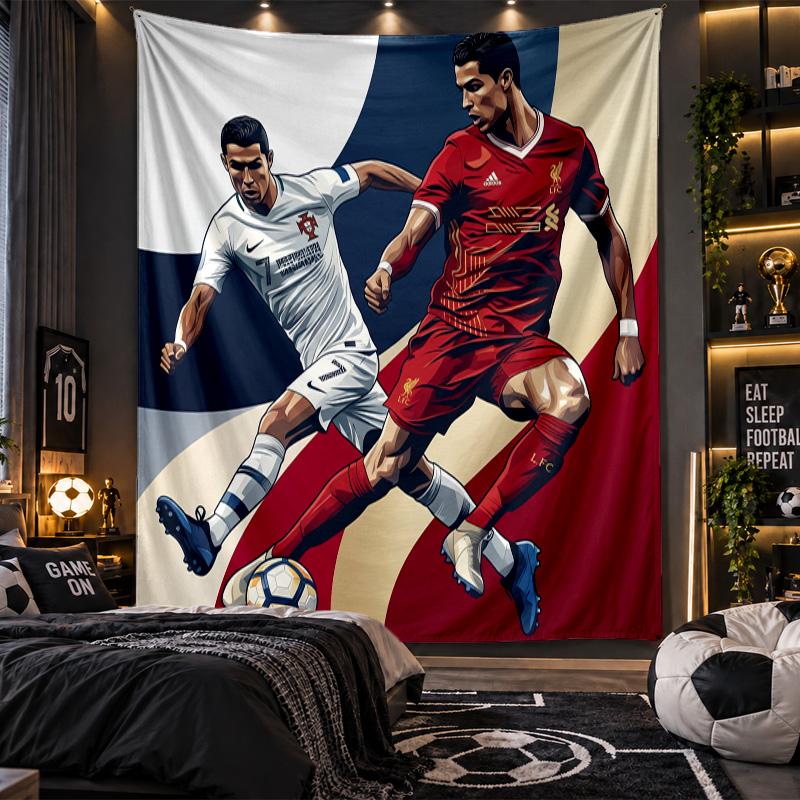 Wandbehang Wandteppich Cristiano Ronaldo Druck Stoff für Wohnzimmer Schlafzimmer Heimdekoration
