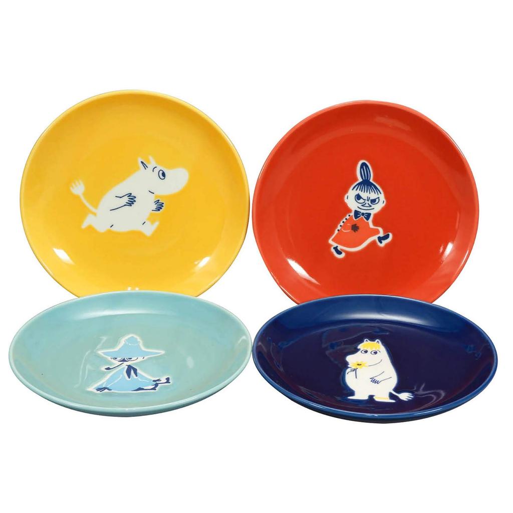 Yamaka Shoten Moomin Set of 14cm Microwave and Dishwasher Nordic Day Wedding Made In Japan Plates, 4, Approx. Diameter, Safe, Style, Mother's Gift,