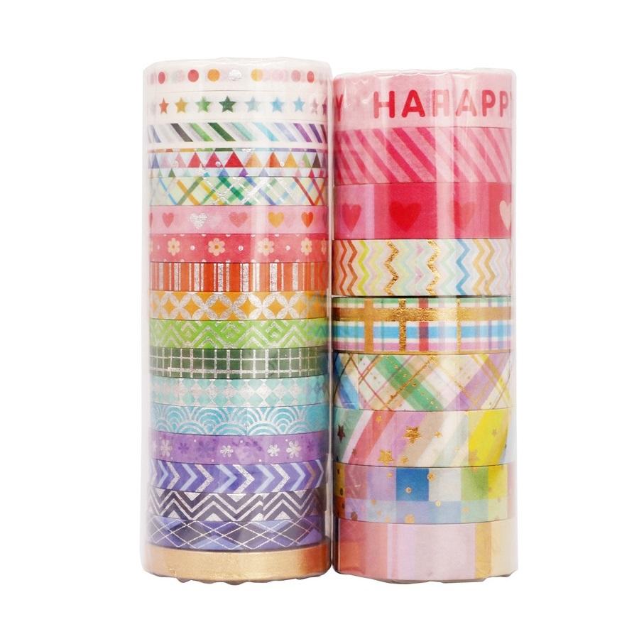 27pcs Rainbow Washi Tapes Set 5mm 10mm Gold Foil Lace Paper Adhesive Masking Tape Decoration Stickers A7427