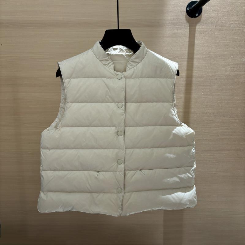 Autumn and Winter New Fashion Small Stand-up Collar Light Vest White Duck Down Jacket Women's Vest Winter Vest
