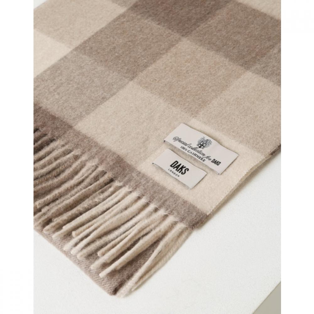 Daks Cashmere Check Scarf Ivory Dcmu6f992iv