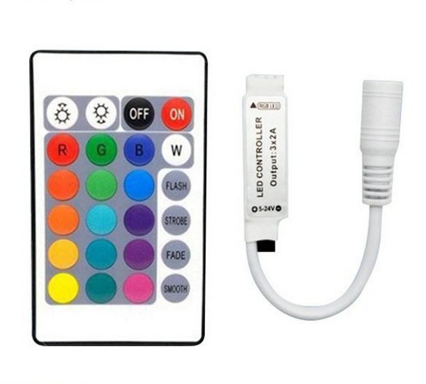 Mini RGB LED Light Strip Controller, 24/44 Key Infrared Remote, 12V Dimmer.