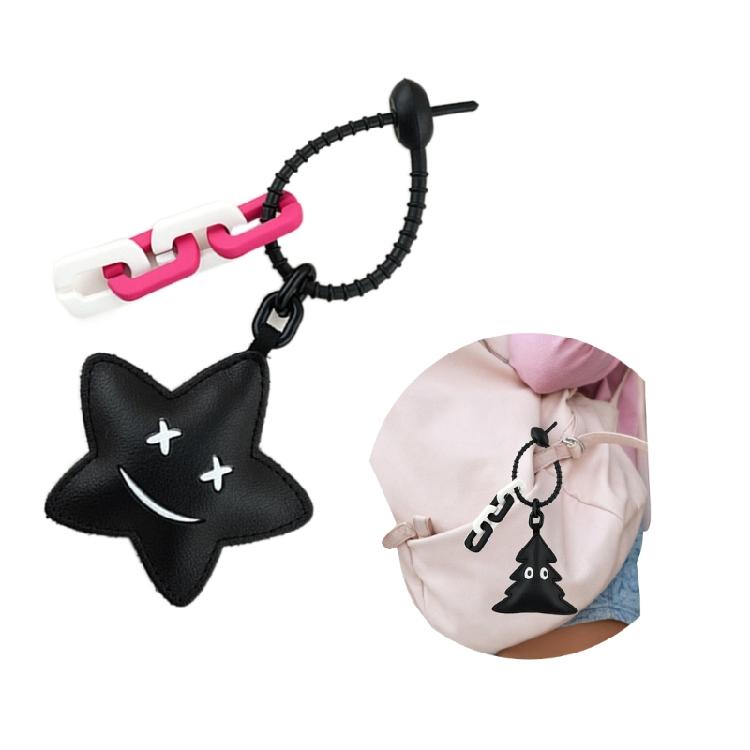 PU Flower Tree Star Pendant Keychain Cable Tie Keyring Bag Accessory Key Holder