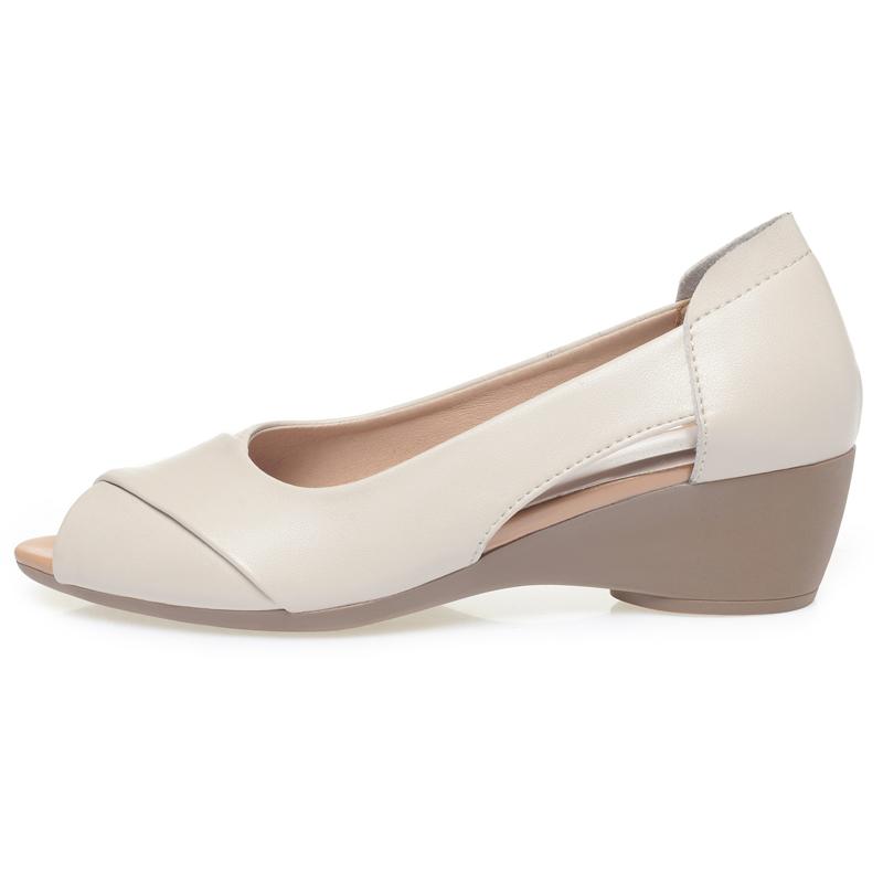 Módní AIYUQI 2025 nové dámské sandály Klínový podpatek Mělké protiskluzové dámské boty Velká velikost kožené sandály s rybí tlamou dámské