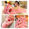 Cute Short Plush Strawberry Bear Stuffed Toy Pillow For Kids 35cm Pink