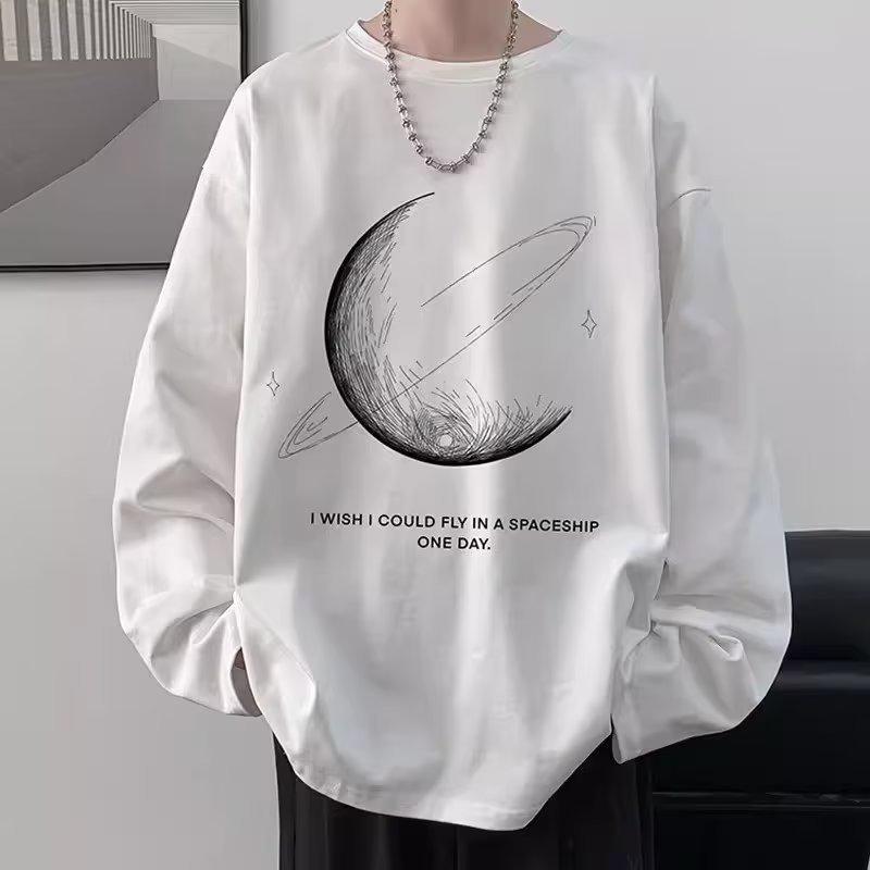 Sweat à capuche imprimé décontracté ample pour homme, haut à manches longues et col rond pour le printemps et l'automne