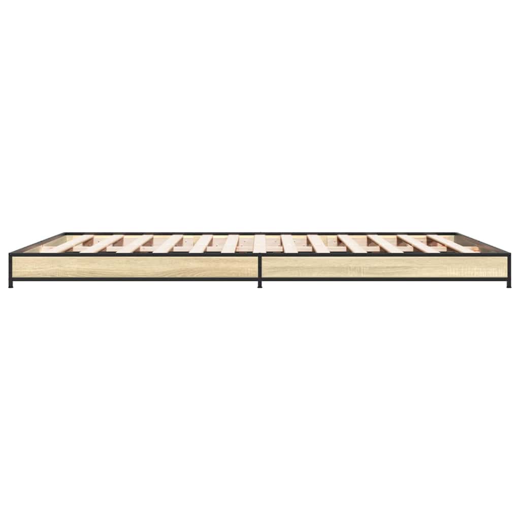 Bed Frame In Sonoma Oak Finish 120 X 200 Cm Made of Engineered Wood and Metal