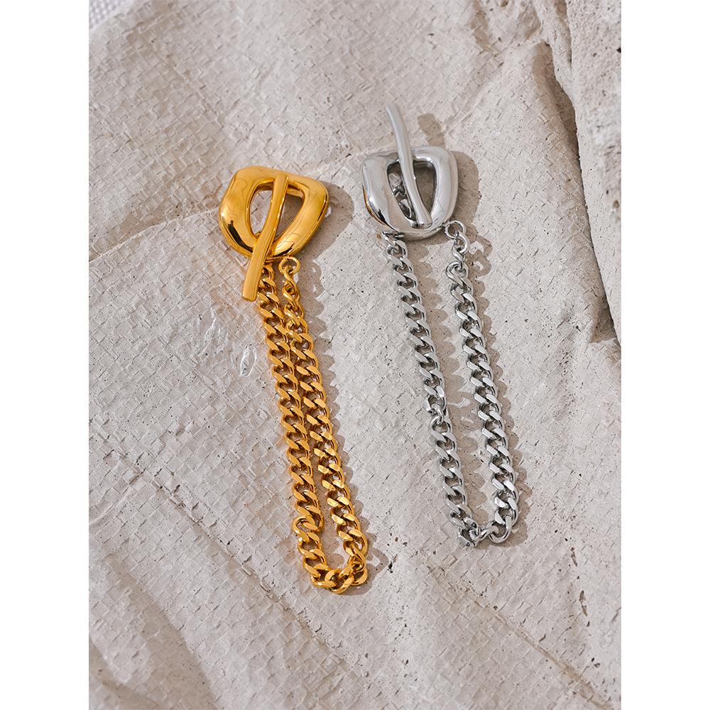 Yhpup Fashion Stainless Steel Metal Chain Toggle-Clasps Bracelet Bangle 18K Gold Waterproof Plated Wrist Statement Jewelry