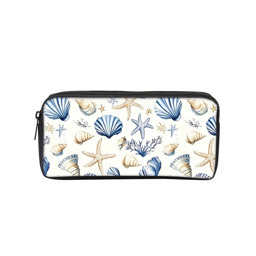 Shell Print Single Layered Pencil Case for Boy/Girls Best Gift Cartoon School Supplies Pencil Pouch for Children