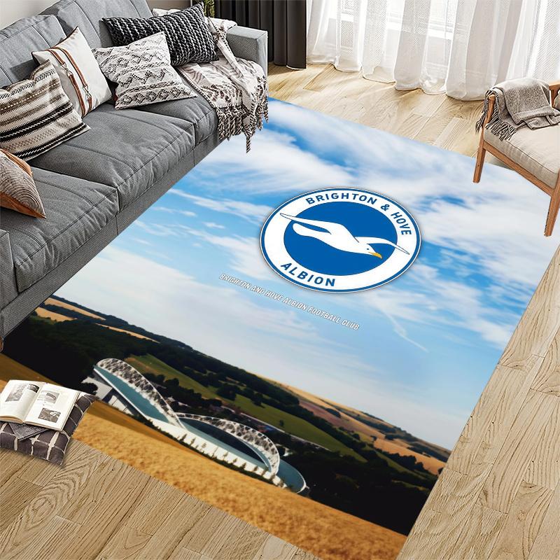 Brighton & Hove Albion Home Sofa Decoration for Living Room & Bedroom, Non‑Slip Play Flannel Floor Mat for Game Room