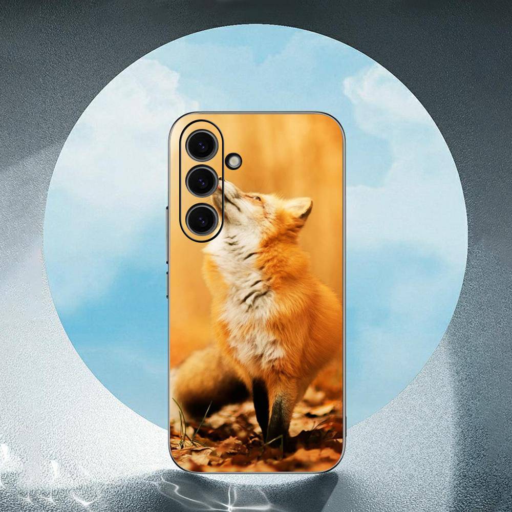 Animal Fox Luxury Black Phone Case For Samsung Galaxy S23 S24 S25 Ultra S22 Plus S21