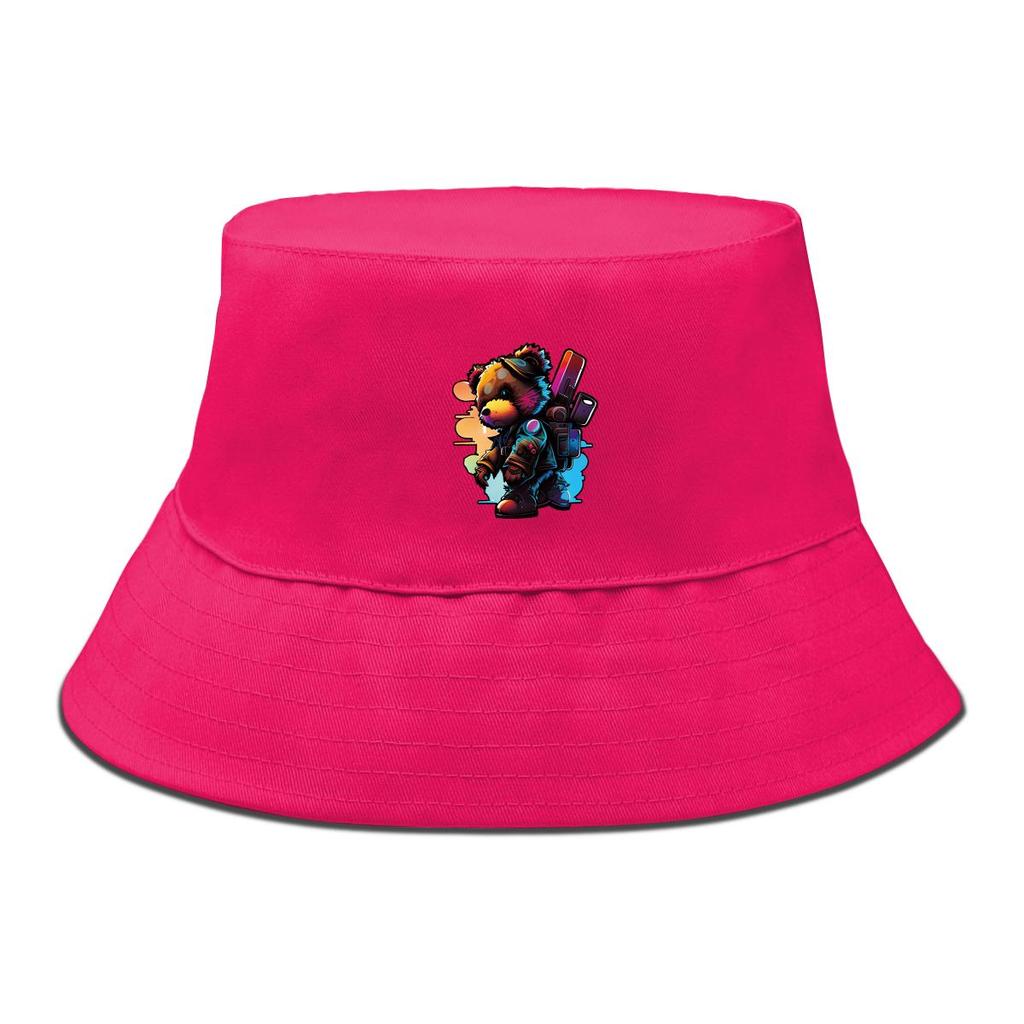 Pălărie Bucket cu Imprimeu Colorat cu Urși, Pălărie Cool Animal Fisherman Culoare Solidă de Vară Unisex pentru Plajă