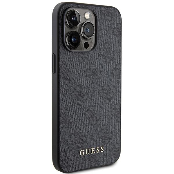 Guess Guhcp15Lg4Gfgr Iphone 15 Pro 6.1 Szary/Grey Hard Case 4G Metal Gold Logo