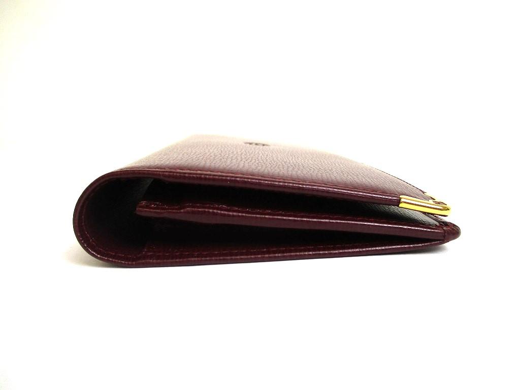 Authentische Cartier Must de Cartier Bordeaux Leder Bifold Lange Geldbörse #a590 Überholt