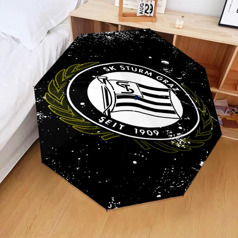 1PC Sturm Graz Crest Emblem Printed Umbrella Folding umbrella, automatic umbrella 8-Frame for Travel, camping Fan gifts Christmas Gifts