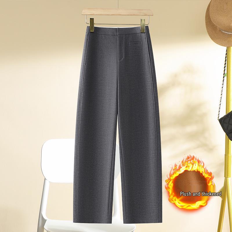 

Женские шерстяные брюки с завышенной талией, облегающие, прямого кроя - Осень/Зима 2024 26 (Recommended for 85-95 Jin) серый