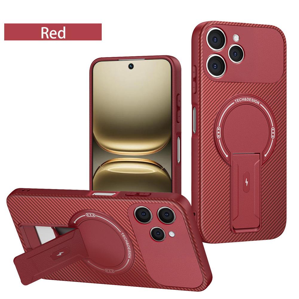 Carbon Fiber Invisible Stand Holder Built-in Magnetic Ring Case for Tecno Spark 40 Spark 30 Pro 30c 20 10c Spark Go 2024 Cover