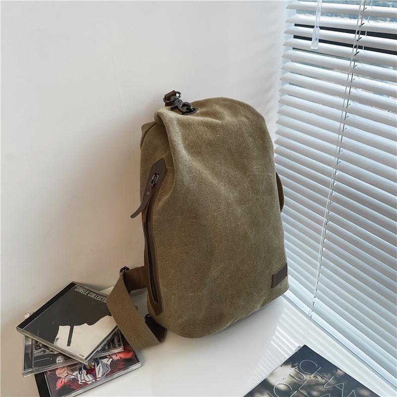 Canvas Bag Men'S And Women'S Large-Capacity Retro Messenger Bag Multi-Functional Fashion Shoulder Bag Student Backpack Satchel