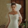 Bridal Veil Bride Mantilla Oversized Bowknot Double Layer Veil Elaborate Hair Accessory for Parties Proms Masquerade