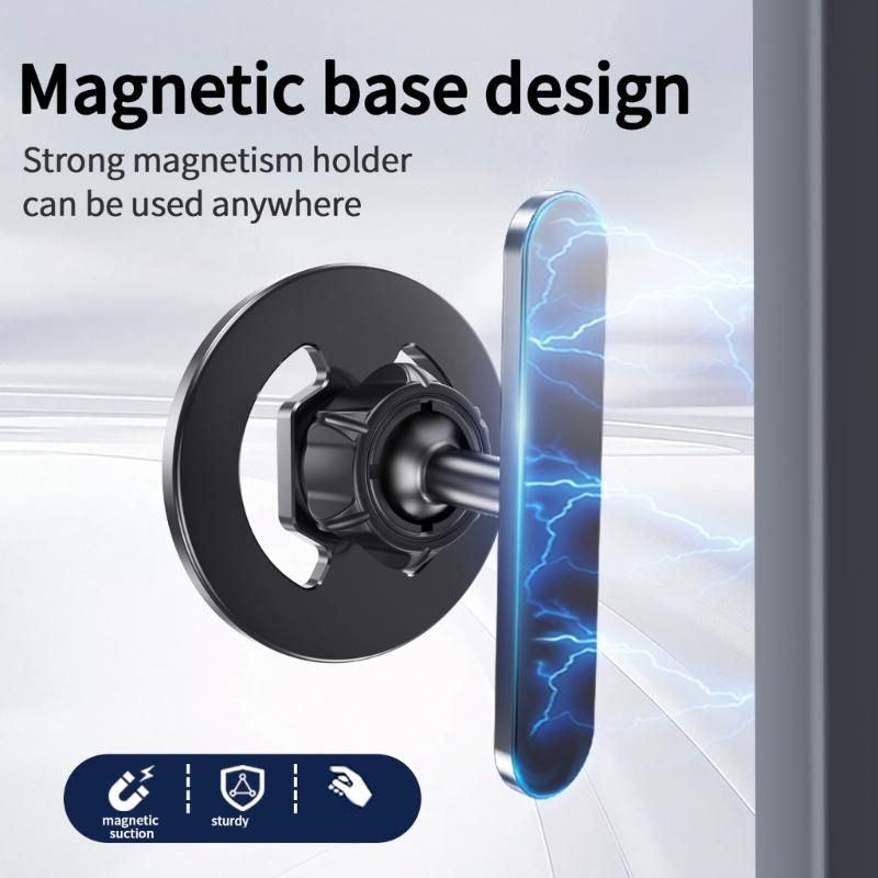 Magnetic Base Phone Mount Bracket Universal for Most Mobile Phone Rotating Aluminum Stand Holder for GYM Metal Surfaces
