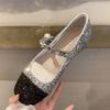 Rhinestone Pearl Buckle Mary Jane Flat Shoes Women's Spring and Autumn Princess Shoes