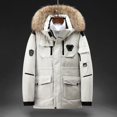 Winter Down Jacket Men 'S Mid -Length Hooded Parker Winter Jacket