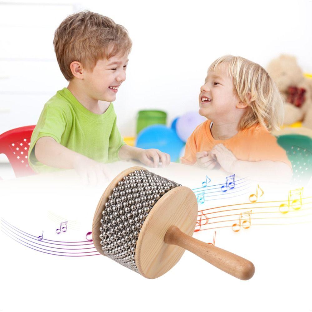 

Music Education Percussion Hand Cabasa Stainless Steel Beads Hand Crank Toy Kindergarten Home Dia 6.5cm